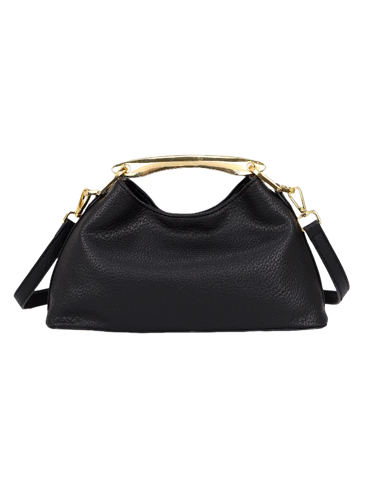 Модная женская сумка с металлической ручкой в корейском стиле, черная мягкая полиэстеровая подкладка, сумки-ведра с застежкой-молнией, сумки через плечо