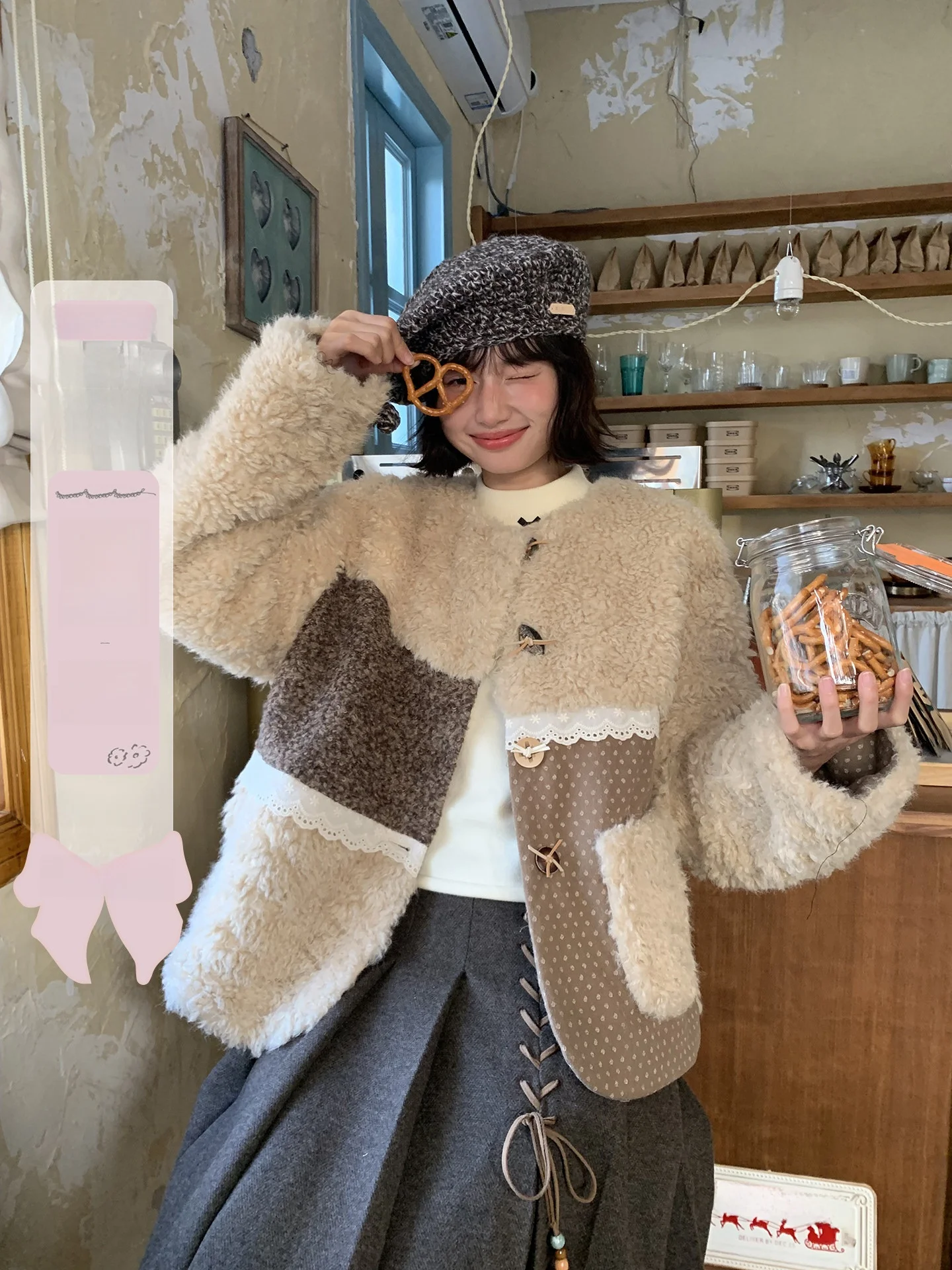 

Vintage Fur Jaet Jiang Jam Eco-friendly Plu Design Sense Splicing Warmth Daily Use Youth Universal Fit Long Sve ort ...