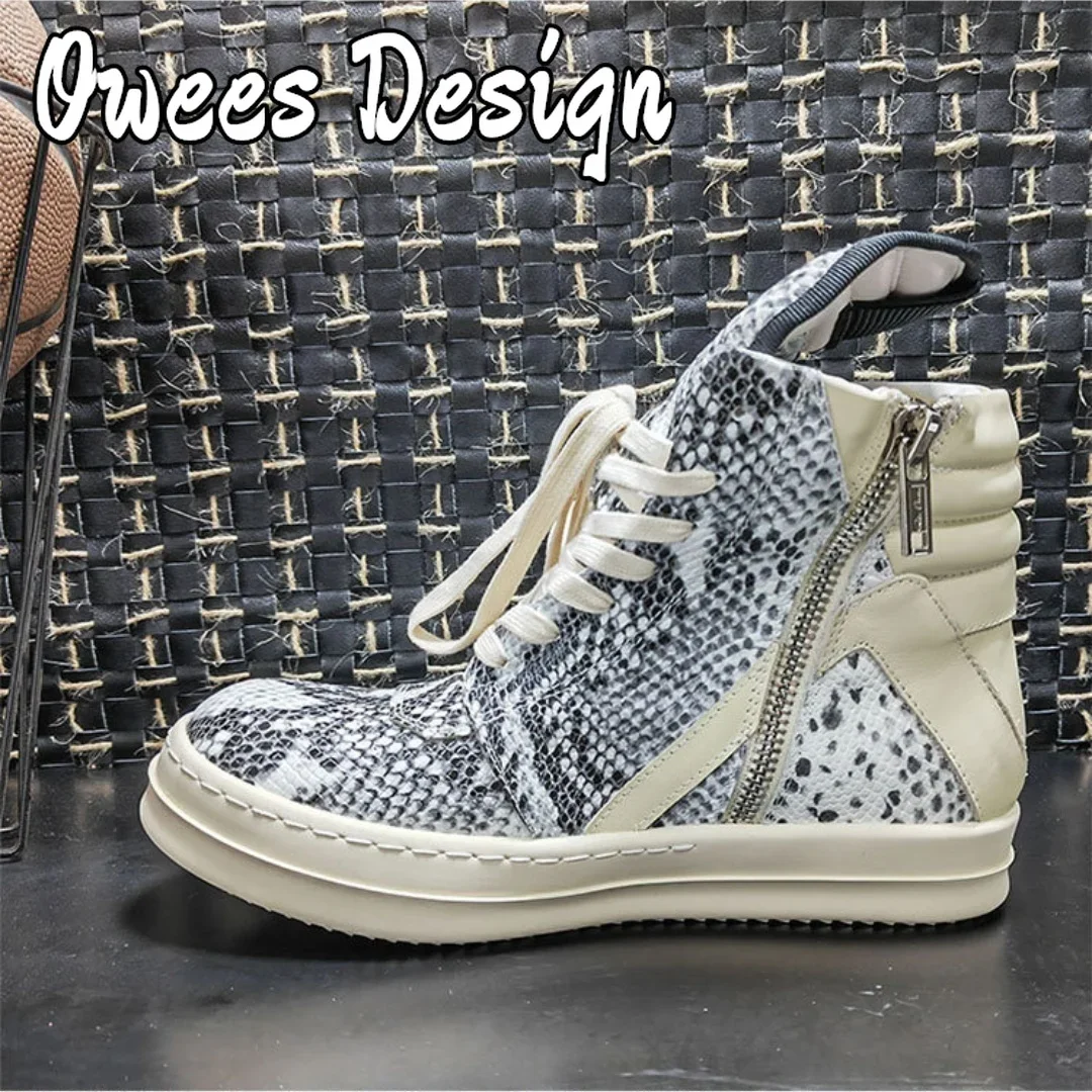 Owees تصميم روك الرجال حذاء رياضة جلد طبيعي النساء أحذية مفلكنة مثلث مقلوب Geobasket سميكة سوليد أحذية رياضية