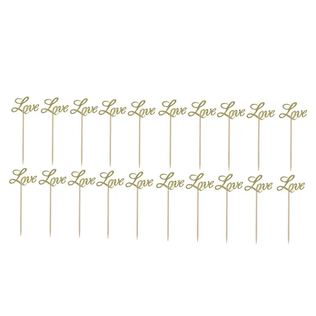 Cupcake Topper Love Letters Glitter Cake Decoration Picks for Engagement Birthday Baby Shower Event