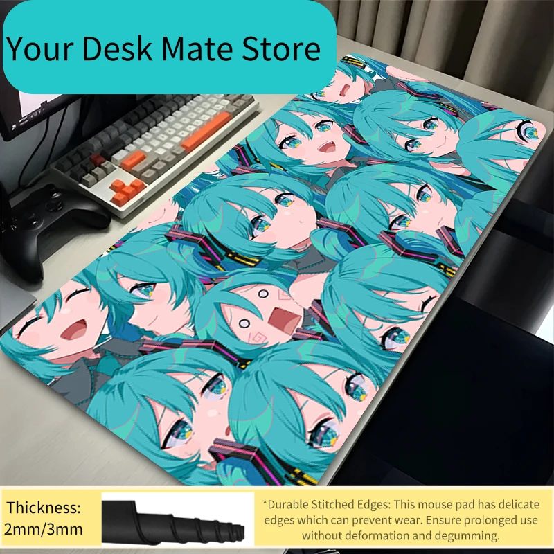 Mousepad Large Laptop Virtual Diva H-Hatsune Miku Anime Mouse Pad Office Accessories Keyboard Desk Mat Cute Girl Soft MousePads