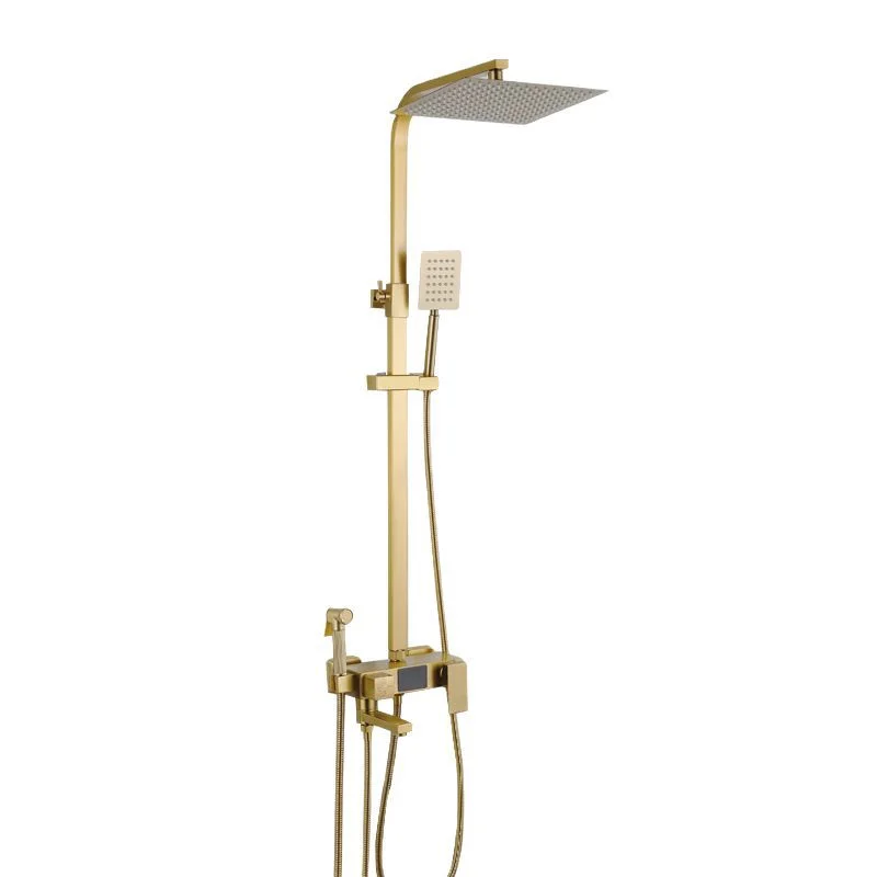 ZAPPO robinet de douche de salle de bains en or brossé, affichage numérique, système de douche de pluie à 4 voies avec bec rotatif, ensemble de robinets de bain