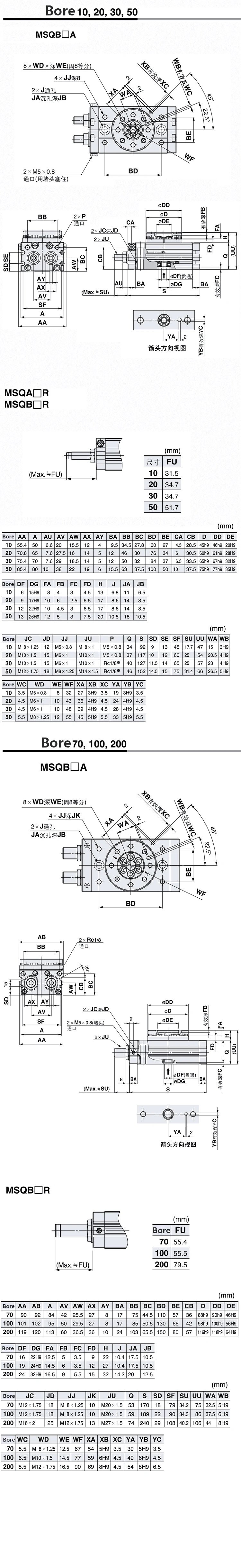 MSQB Rotary Pneumatic Air Cylinder Hochpräziser Zahnstangen- und Zahnradantrieb – Detail 3