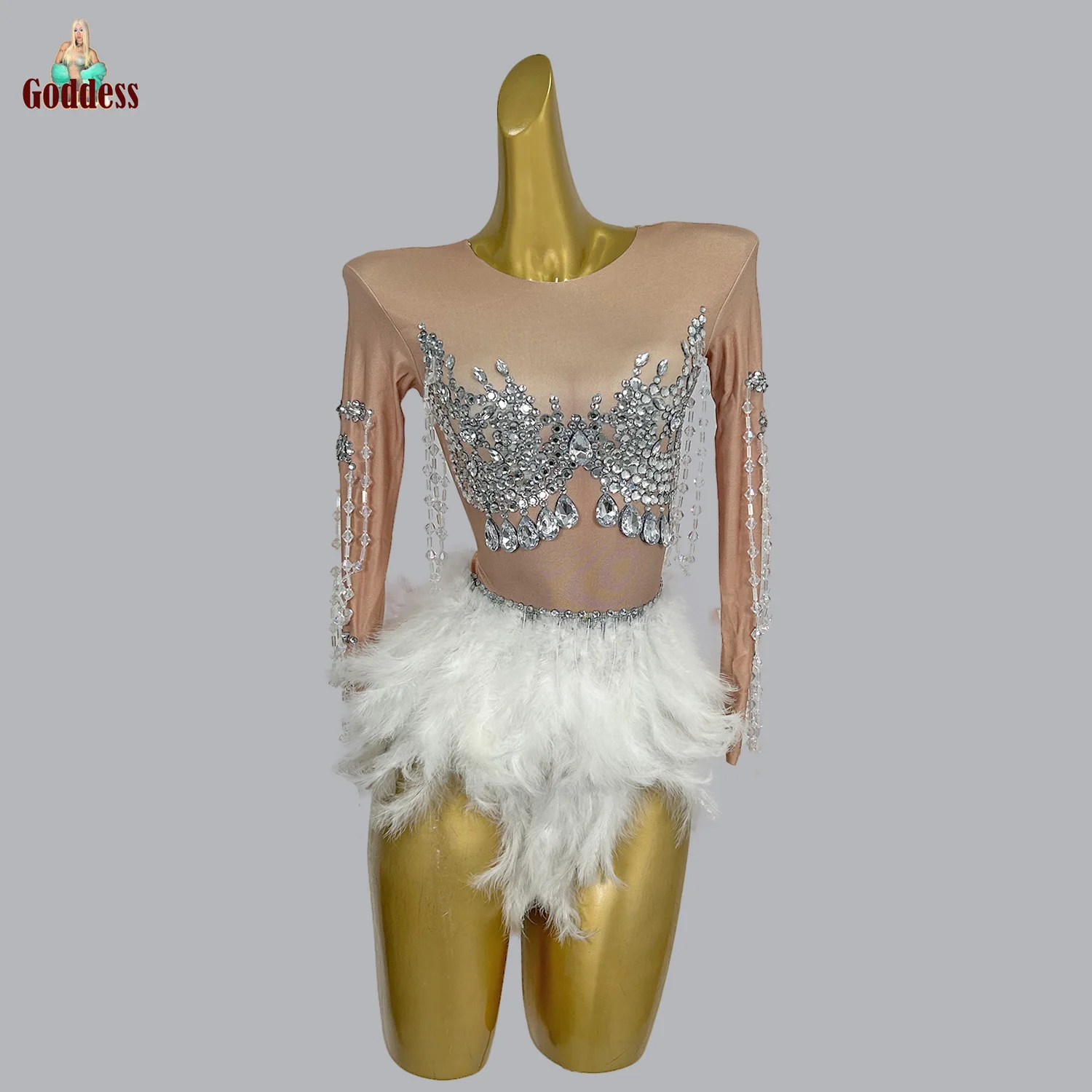 Sparkly Rhinestone Spandex Bodysuit Women Dancing Floor Hot Dance Leotard Christmas Celebration Prom Sexy Dance Troupe Costume