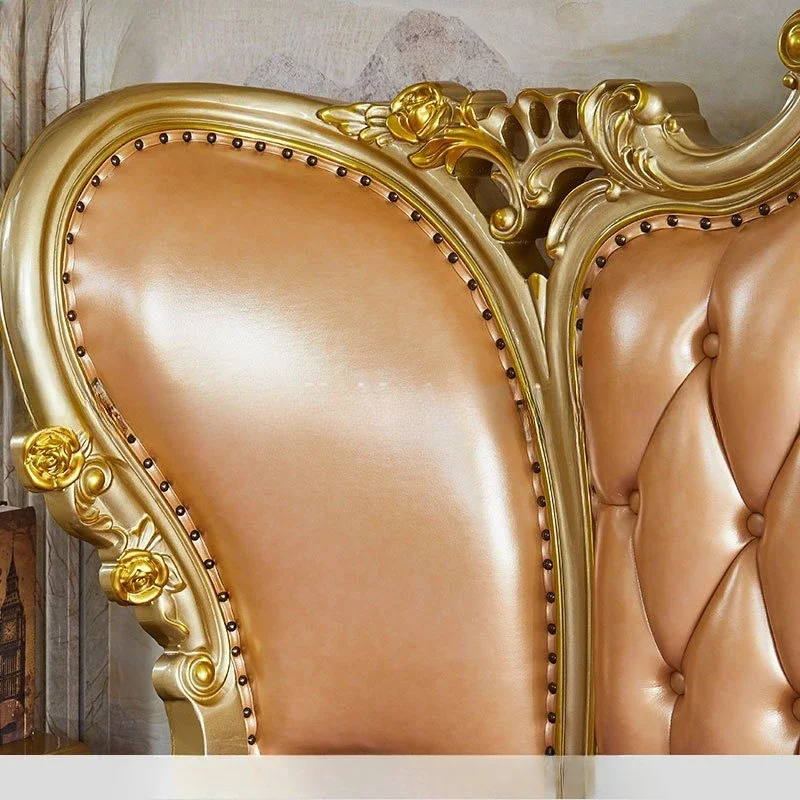 European solid wood leather bed master bedroom luxury high-end luxury high-end 1.8 meters classical 5