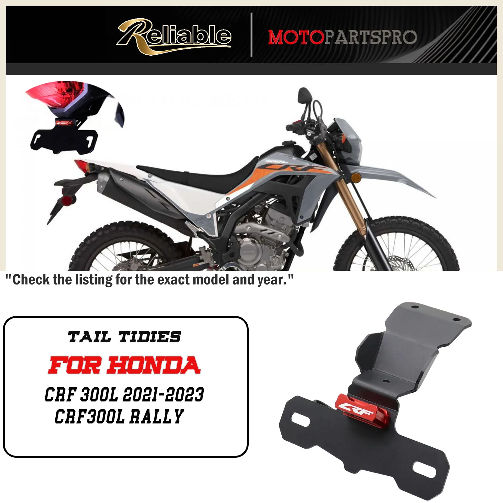 

300L Rear License Plate Holder Tail Tidy Fender Eliminator For HONDA CRF 300L 2021-2023 CRF300L RALLY Motorcycle Accessories LED