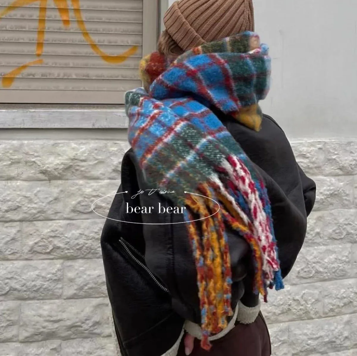 Vintage Bunte Plaid Kaschmir Quaste Schal Verdickt Warme Winter Casual Korean Schal schal Pashmina Mohair Schal für Frauen Männer