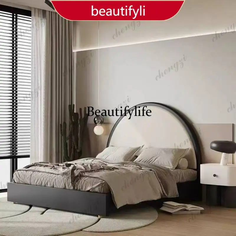 03 Barrier Frame Double Bed Mattresses Couples Wooden Queen Double Bed Headboards Bunker Letto Matrimoniale Furniture