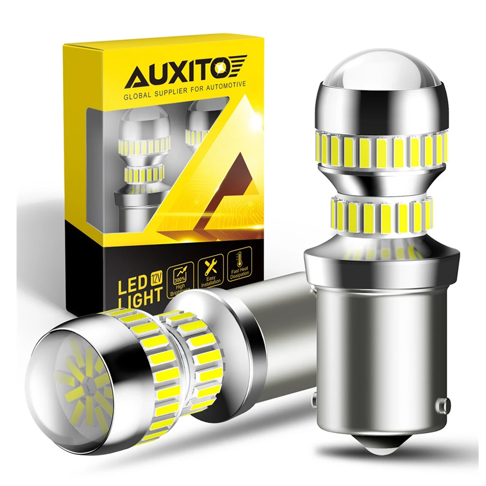 AUXITO 2szt P21W LED White Canbus No Error 1156 BA15S LED Światło cofania DRL do Skoda Octavia 3 Fiat 500 Audi Ford Focus 2 VW