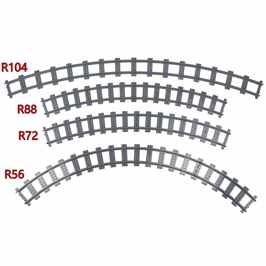 MOC City Train Rail Curve Straight Tracks R56 R72 R88 Brick Switch Cross Forked Curved Rails Building Block Creative DIY Toy