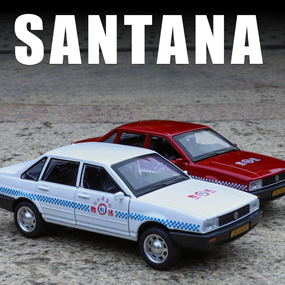 

Масштабная модель автомобиля Santana 1:32, игрушечная машинка с открывающимися дверями, литая из сплава, с амортизацией, спортивные модели автомобилей, подарки для детей на праздники