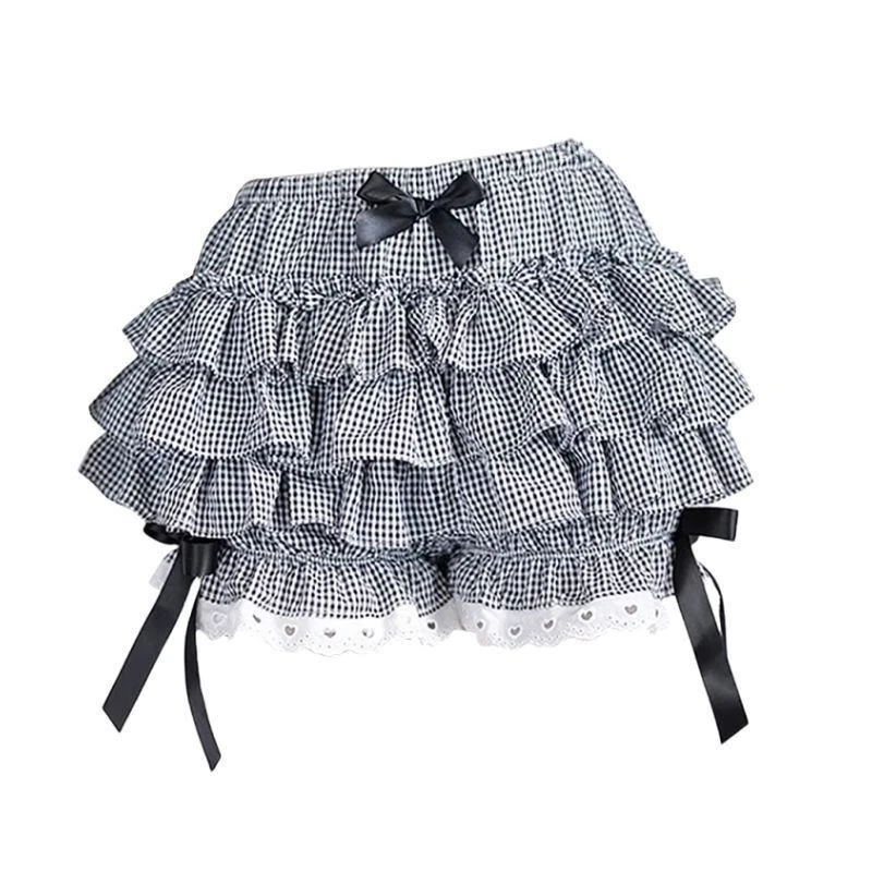 Pink Pleated panties woman pumpkin cute panties bow knot lolita safety shorts vintage pants victorian bloomers view 5
