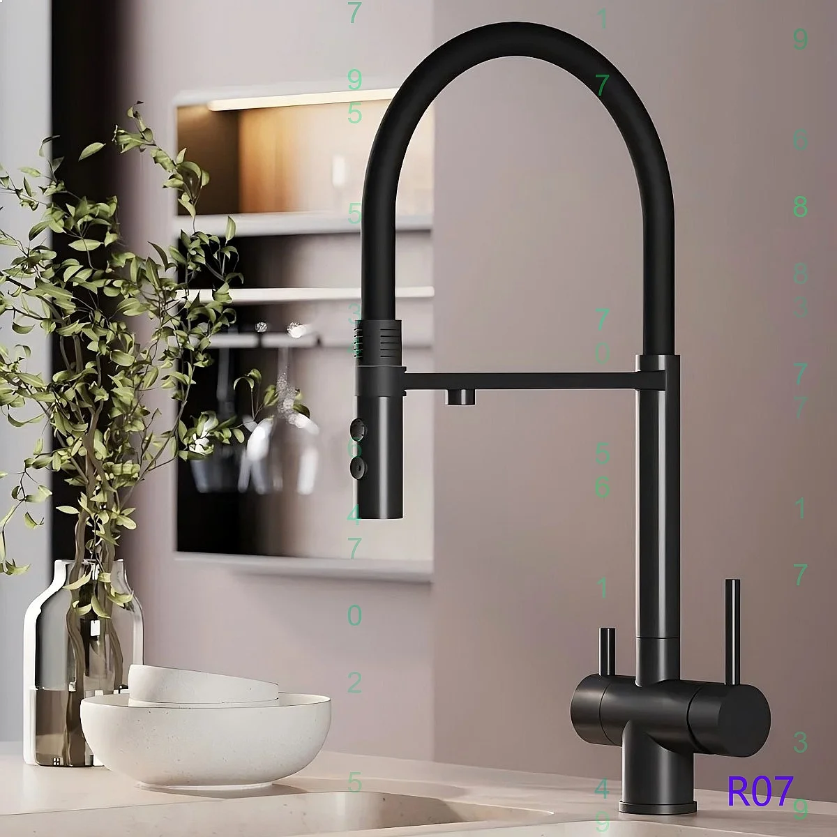 Magnetic 3-in-1 Kitchen Water Filter Faucet Brushed Nickel Pull-Down Cold Hot Drinking Water
