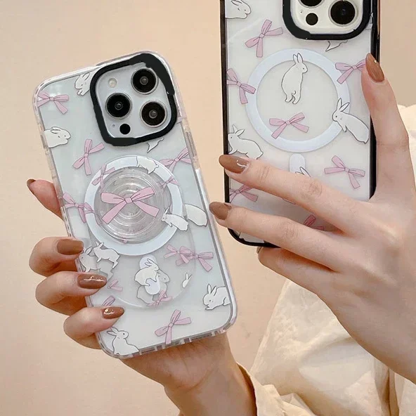 

Rabbit Bowknot MagSafe Phone Case Cover for IPhone 11 12 13 14 15 Pro Max Case for IPhone 15 Pro Max