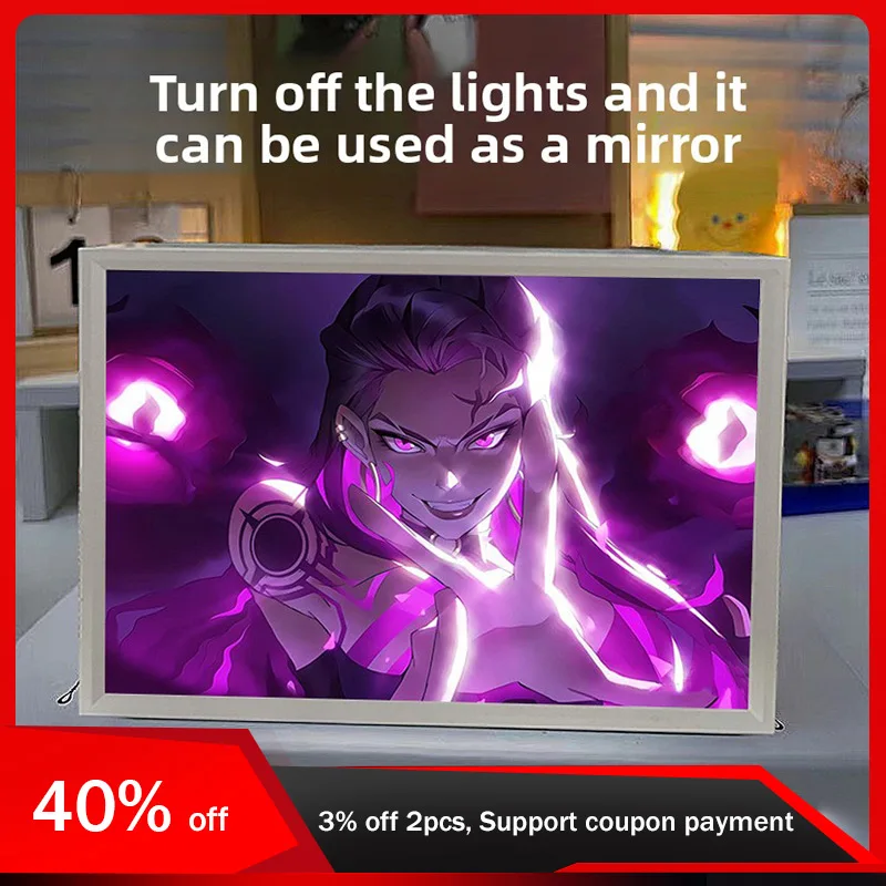 

21cm/8.27in Valorant 3D Light Painting Acrylic Mirror White Led Night Game Peripherals Table Display Birthday Gift Home Decorate