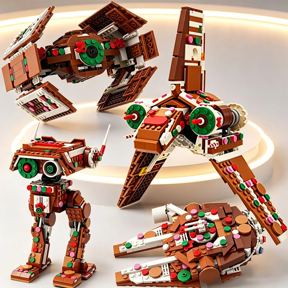 MOC Lebkuchen-AT-ST BT-1 Millennium Bausteine Falcon Snowspeeder Rebellen-Kämpfer Modell Bausteine Montage-Spielzeug Geschenke