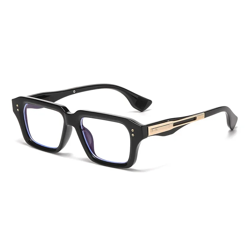 Black Sports Sunglasses Rivet Metal Frame Large Square Black Frame Yeetian Classic Black Outdoor Shades Silver Rectangle Rivet  main image 2