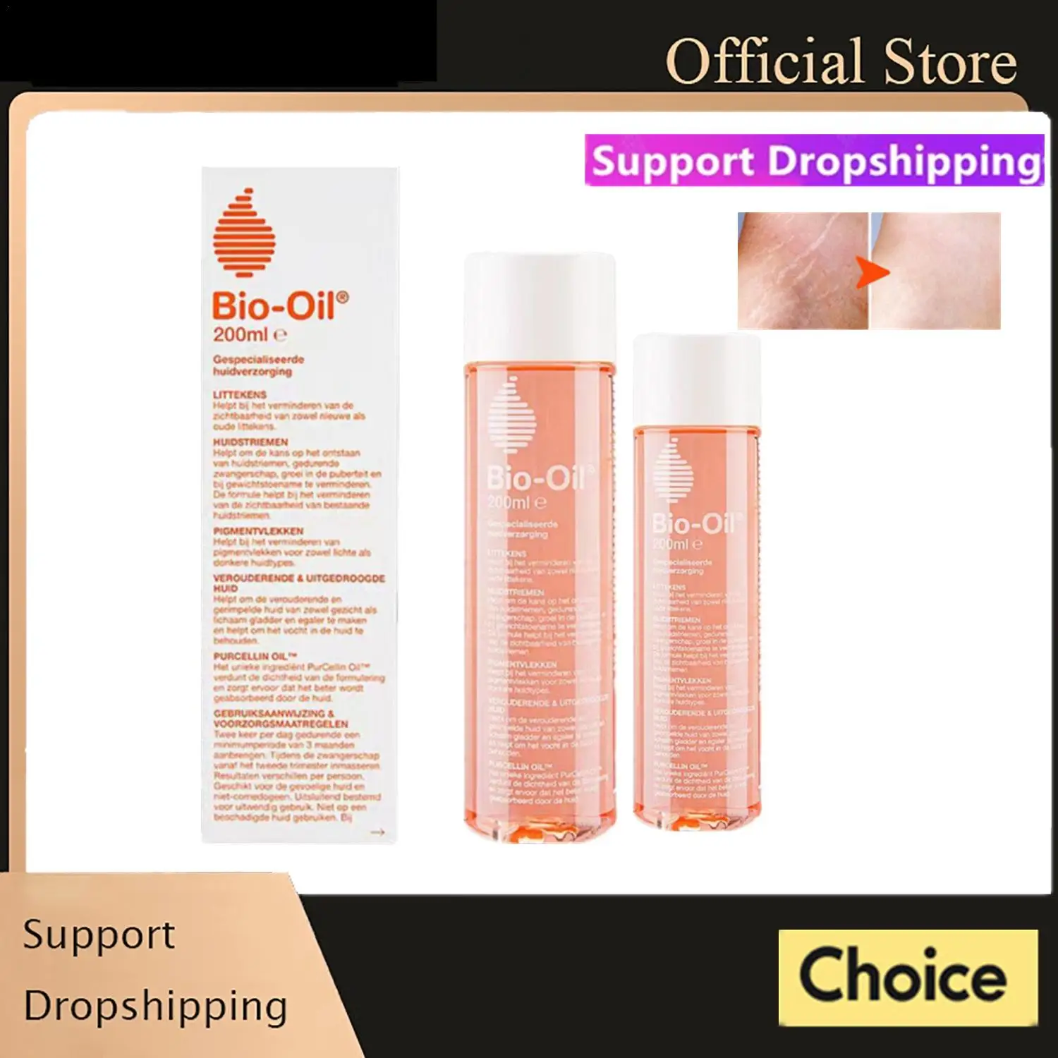 2X Bio-Oil Vitamin E Skin Care Essence Body Oil สําหรับรอยแผลเป็นการตั้งครรภ์ Marks Facial Body Moisturizing Cream Skin Care 200ML