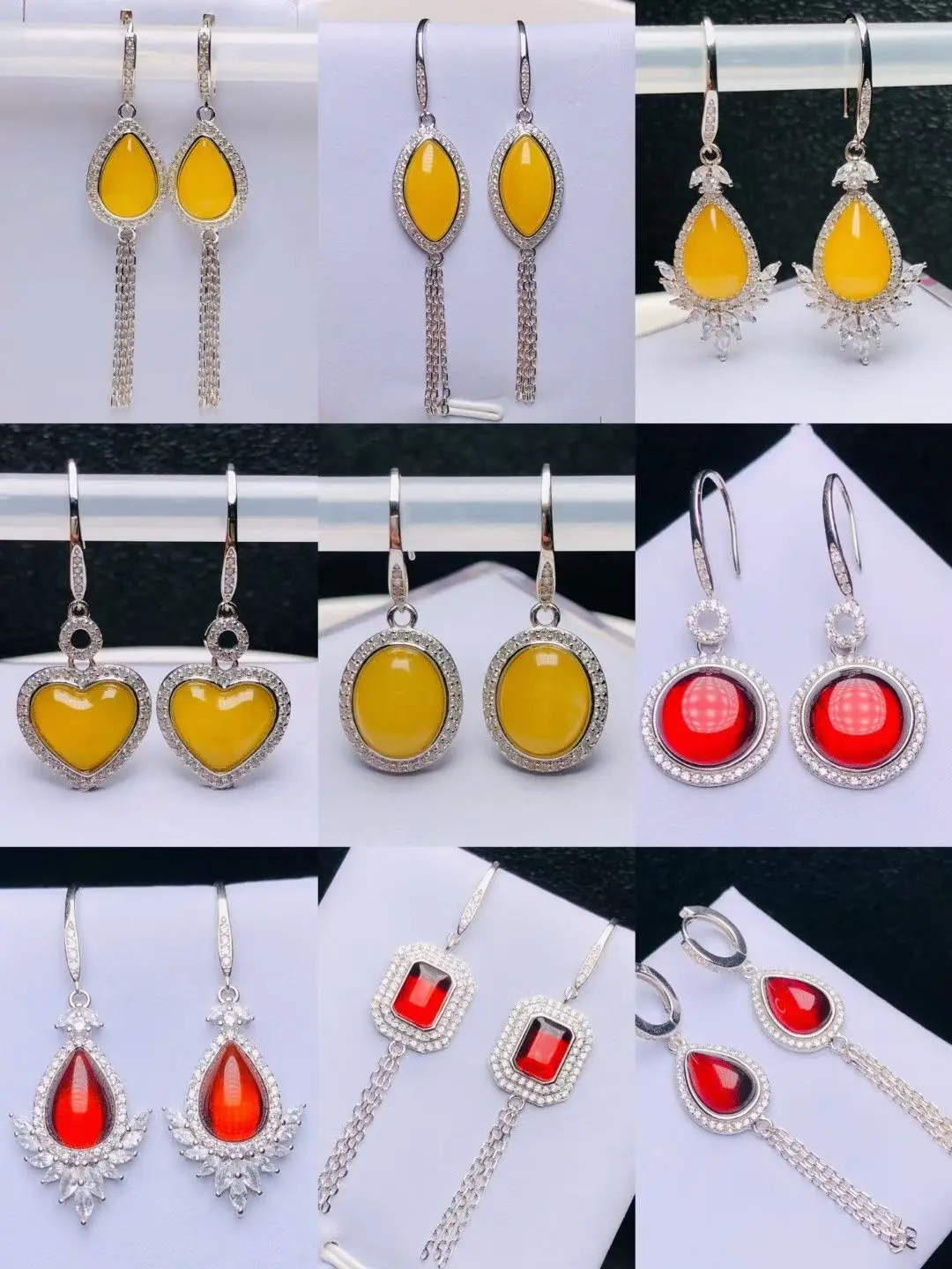 

Certificated 925 Silver Natural Baltic Amber Ear Hook Big Carat Red Honey Amber Drop Dangle Earring Precious Cheap Fine Jewelry