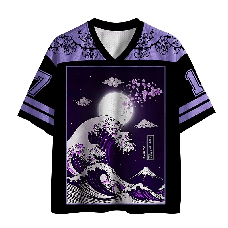 2026 Summer New Arrival Men's Zen Print T-Shirt Breathable Short-Sleeve T-Shirt Streetwear V-Neck T-Shirt Sports & Casual Style