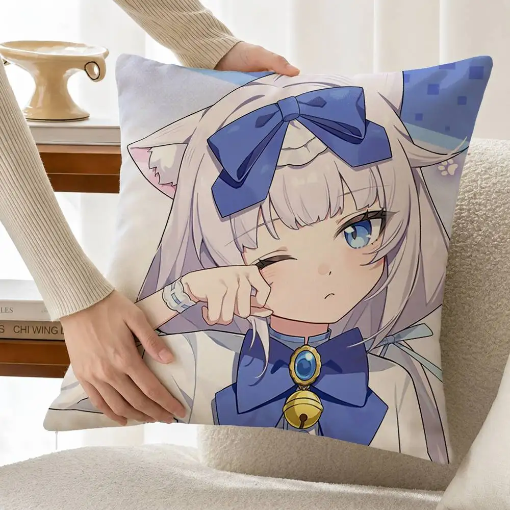 N-NEKOPARA Kawaii V-Vanilla Customizable Square Cushion Cover Double Sided Print Pillow Case