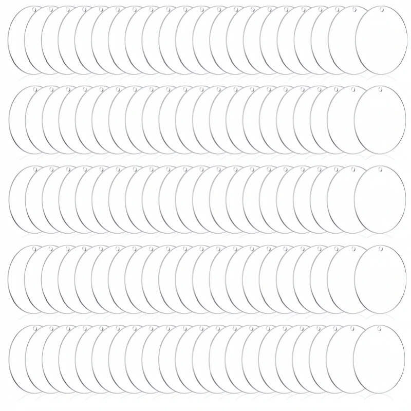 100 Pieces of 5cm Blank Transparent Round Acrylic Suitable for Keychain Replacement, DIY Accessories, Creative Keychain Pendants