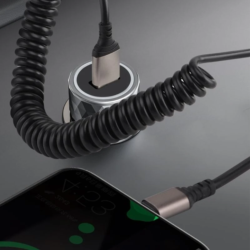 F68B Spring Coiled Design USB C -Datenkabel für schnelle Ladephones Home & Office