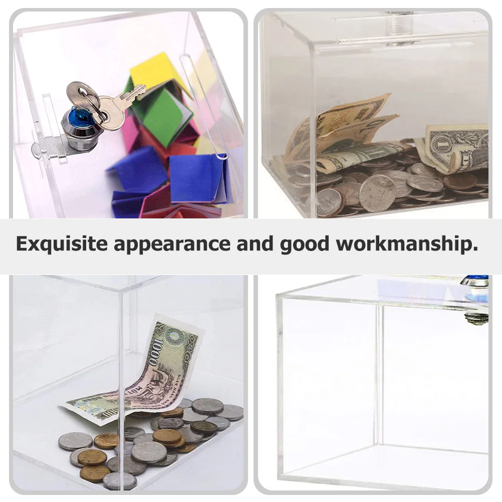 

Clear Acrylic Donation Box Lock Secure Voting Ballot Suggestion Complaint Letter Mail Storage Donation Box Letter Post Container