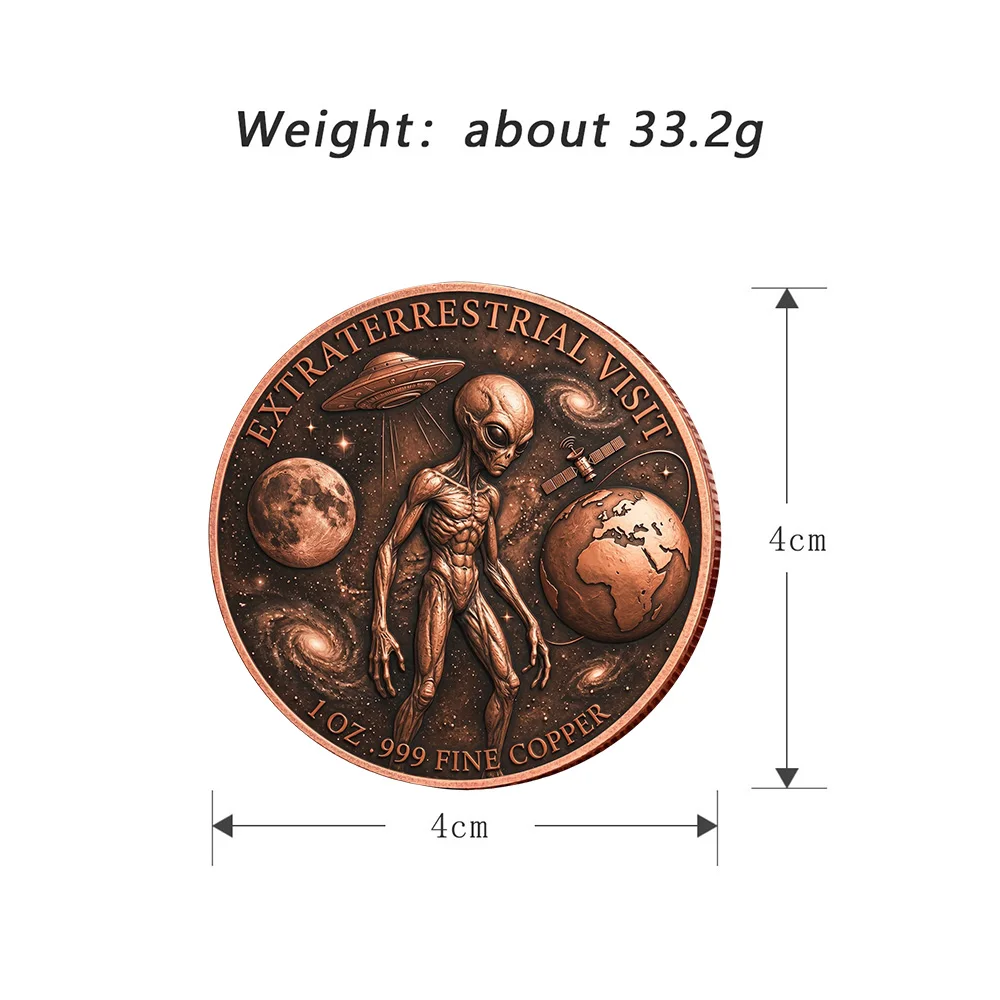 1oz .999 Fine Copper Round Extraterrestrial Visit Cyborg Alien Mech Monster Lava Planet Apocalypse Colorized Sci-Fi Collectible
