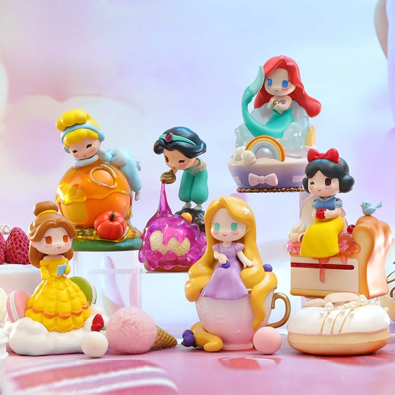 

Disney Drincess Dessert Series Blind Box Cute Anime Figure Belle Anime Doll Rapunzel Mystery Box Desktop Decor Toy Girl Gift New