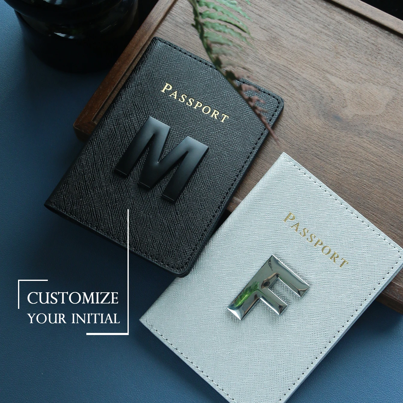 

Personalized Metal Letter Passport Cover - Glossy/Matte Finish, Classic Modern Travel Wallet Gift for Friends