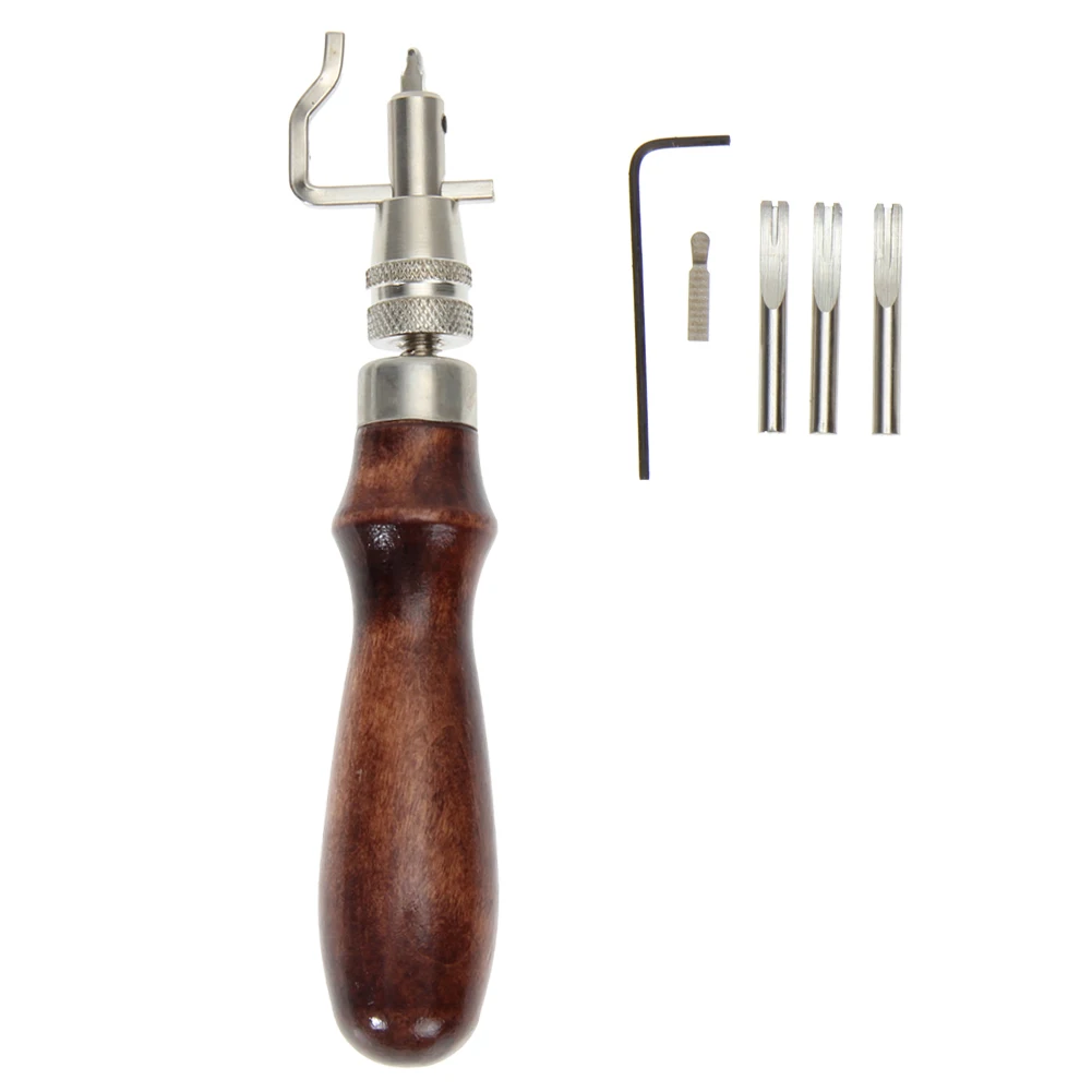 5 en 1 DIY Pro costura ranuradora artesanía de cuero herramienta de ranuradora de costura ajustable profesional multifunción herramienta de cuero de pliegue
