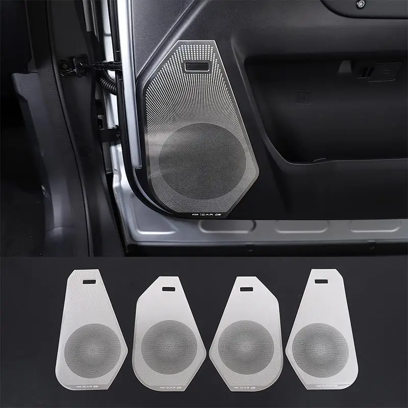 For Icar 03 2024+ Stainless Steel Car Inner Door Horn Net Trumpet Cover Trim Sticker Decoration Frame Accessories