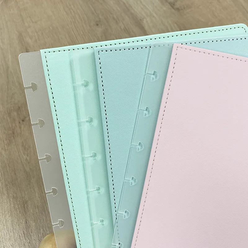 A4 A5 Leather Sewn Notebook Cover Mushroom Hole Notebook Binding Case Disc Notebooks for Students Loose-leaf Notebook PU Cover