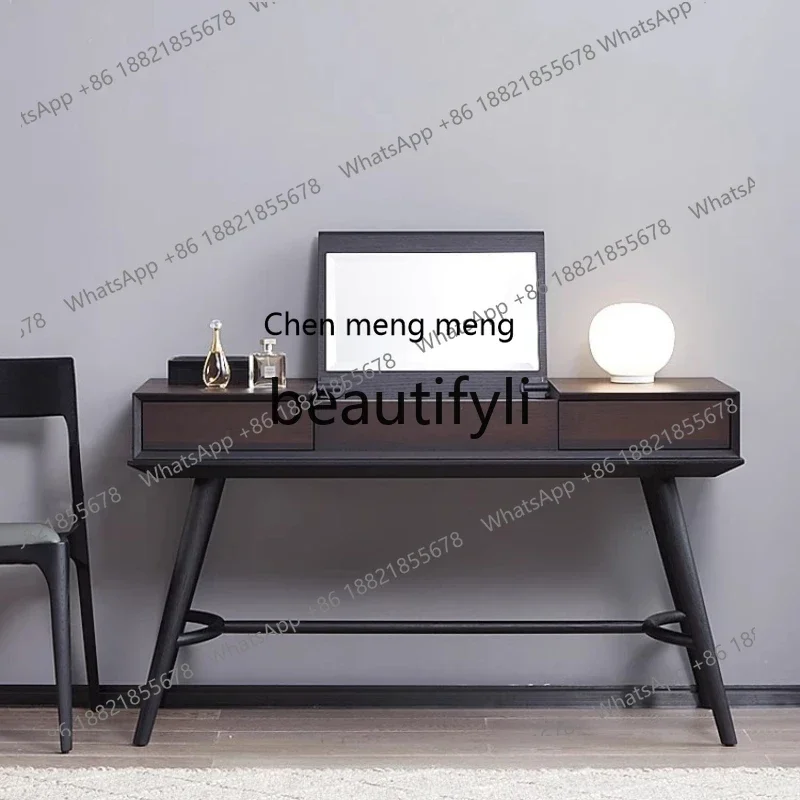 X FH  Italian Style Modern Bedroom Solid Wood Makeup Table scandinavian Extremely Minimalist Small Apartment Dressing Table
