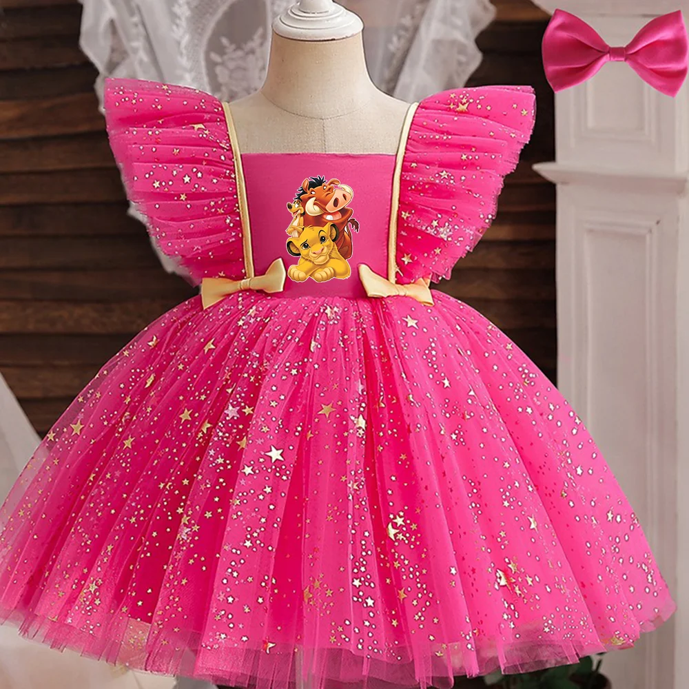 The Lion King Baby Girls Pink Sequin Party Dress Birthday Princess Outfit Kids Formal Pageant Ball Gown Infant Carnival Vestido