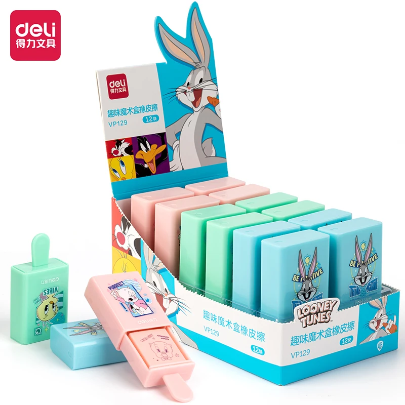

Ластик Deli VP129 Looney Tunes Bugs Bunny Magic Box, принадлежности для школы и офиса, 3 шт.