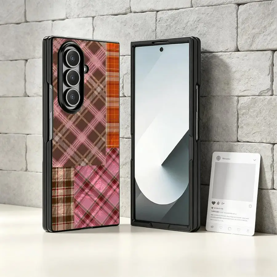 Checkered Pattern Case for Samsung Galaxy Z Flip 7 6 5 4 3 Z Fold 7 6 5 4 3 Phone Cover