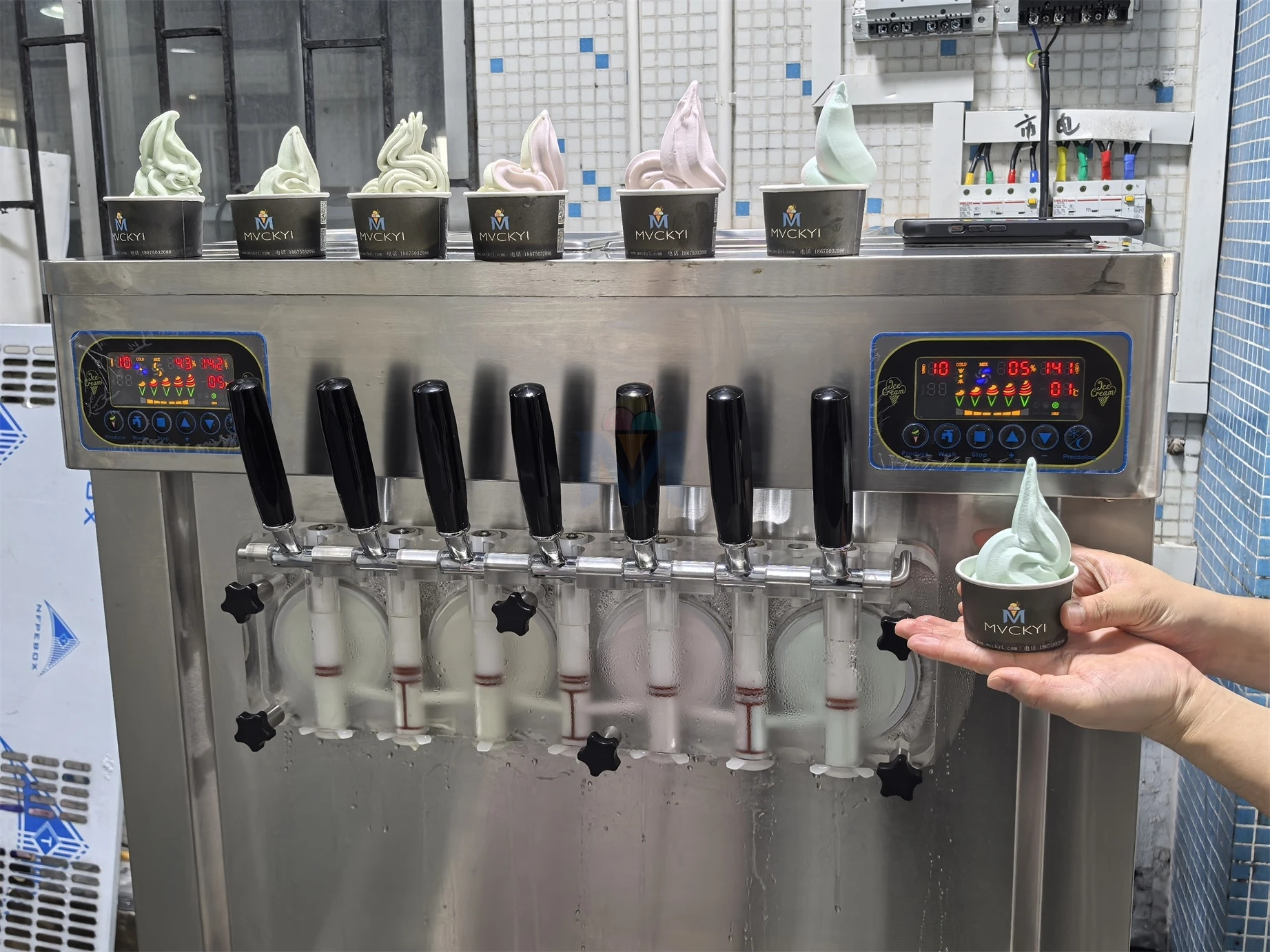 7 flavors high quality table top ice cream machine soft /soft serve ice cream machine/acai ice cream machine