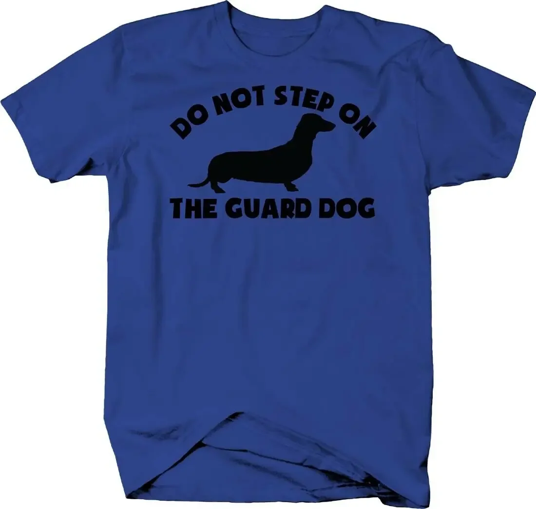 Do Not Step on The Guard Dog. Cute Dachshund Silhouette T-Shirt 100% Cotton O-Neck Short Sleeve Casual Mens T-shirt Size S-3XL