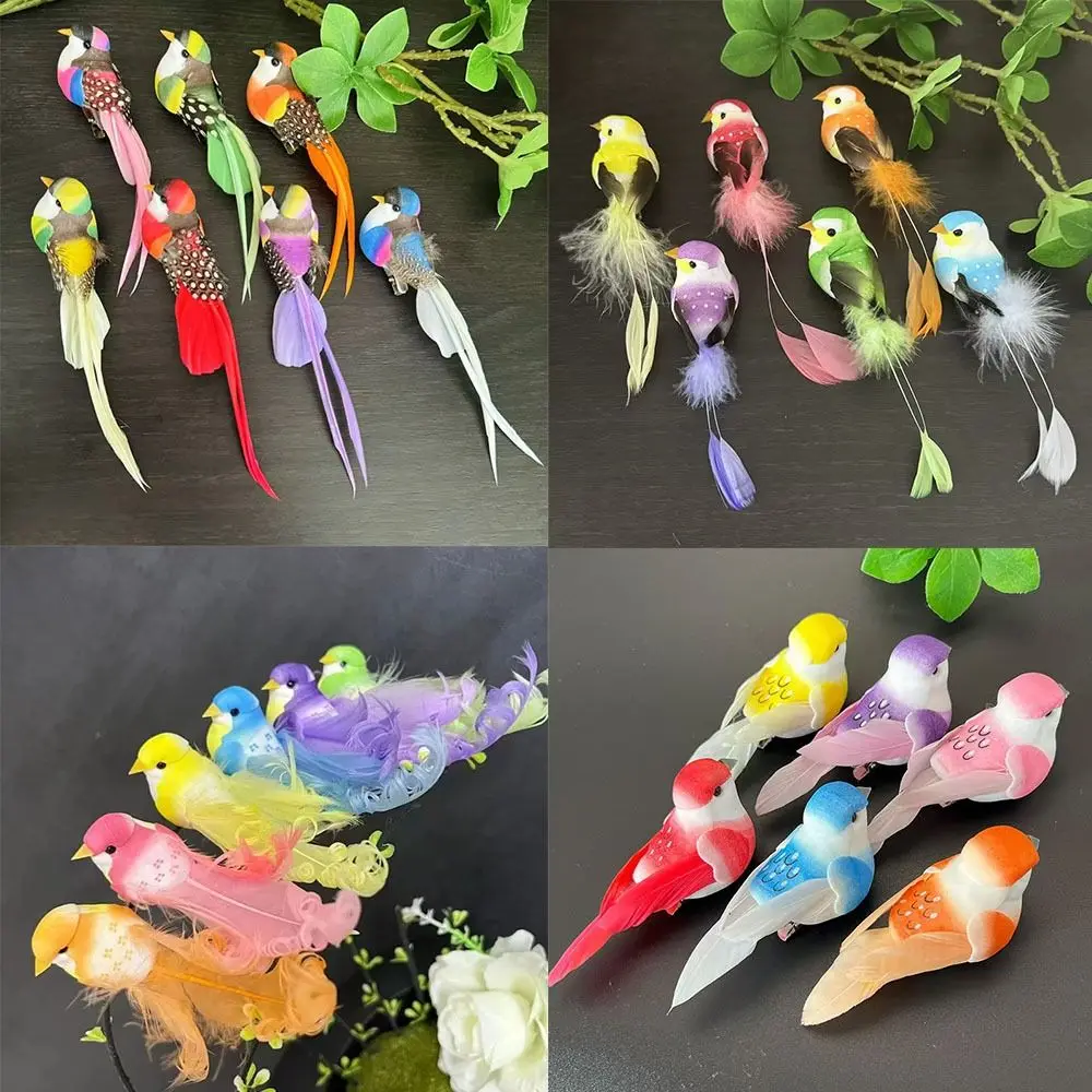 Colorful Simulation Birds with Clip Home Decor Artificial Foam Feathers Birds Photography Props Landscape Decoration Birds Model