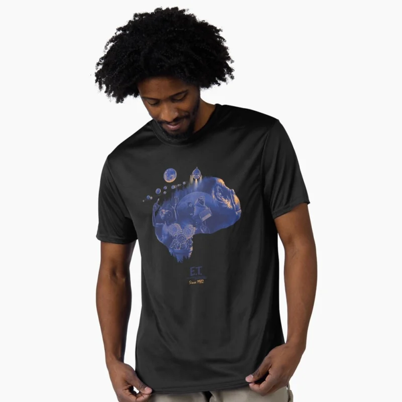 

E.T. Galactic Big Face The Extra Terrestrial t shirt Retro Alien Movie Graphic Tee for Sci-Fi Fans 100% cotton All size Tops