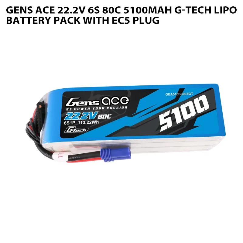 האם Gens Ace 22.2V 6S 80C 5100mAh G-Tech Lipo Battery Pack With EC5 Plug מתאים לך? מבחן ותوصיה מפורט