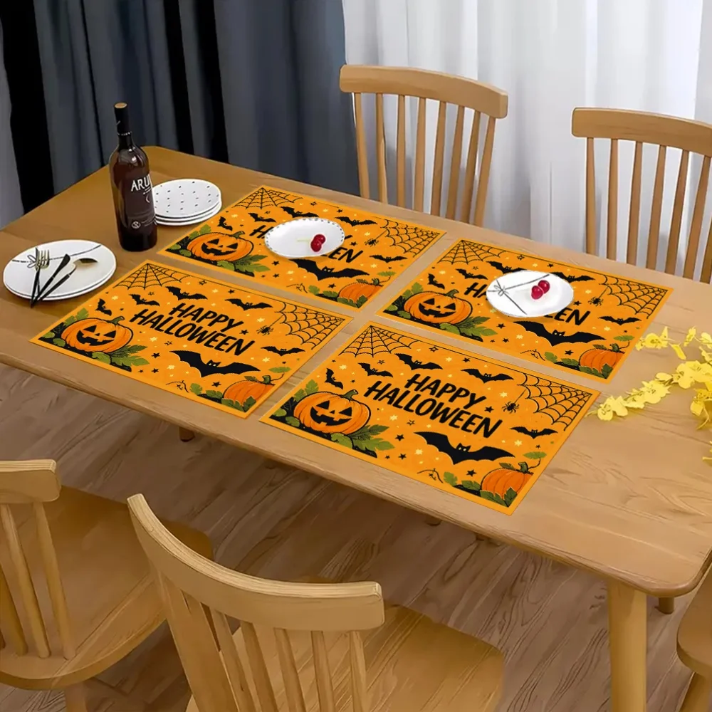 1 pc Halloween Square Placemats Pumpkins, Bats Table Mats Designed with Elegance And Style. Non-Slip, Easy to Clean - view 5