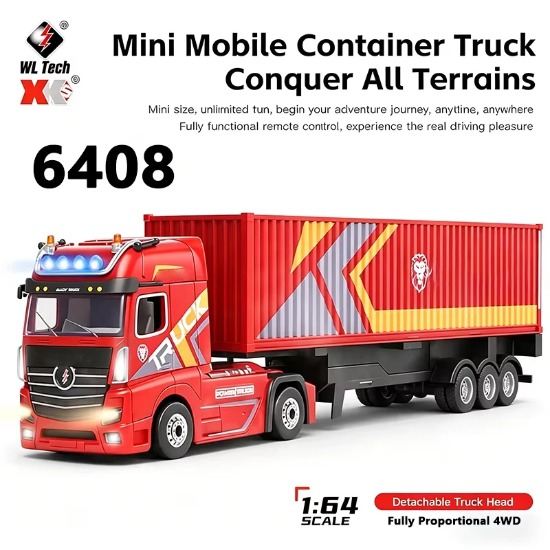 New Product 6408 1/64 Remote Control Container Truck Toy 2.4ghz With Led And Three-Speed Shift - Ideal As A Gift For A Boy