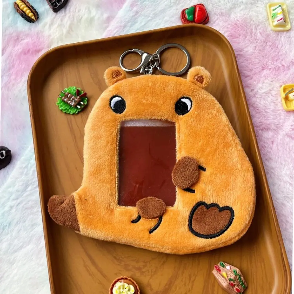 Protable Capybara Plush Photocard Holder Korean Style INS Cartoon Photocard Cover Soft Animal Bus Card Holder Girl/Lady