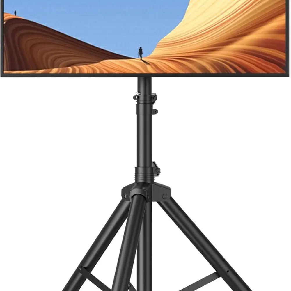 Portable Folding TV Stand for 26-65 Flat/Curved Screens, Adjustable Height, Holds Up to 77 lbs