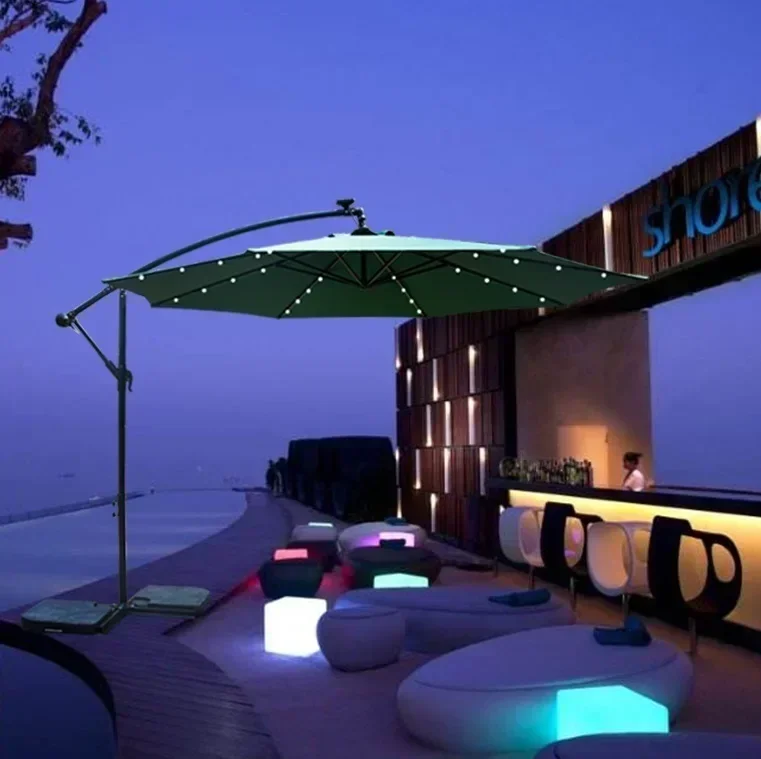 A Uv Protection Windproof Outdoor Parasol Banana Umbrella 8 Feet Garden Swimming Pool Umbrella