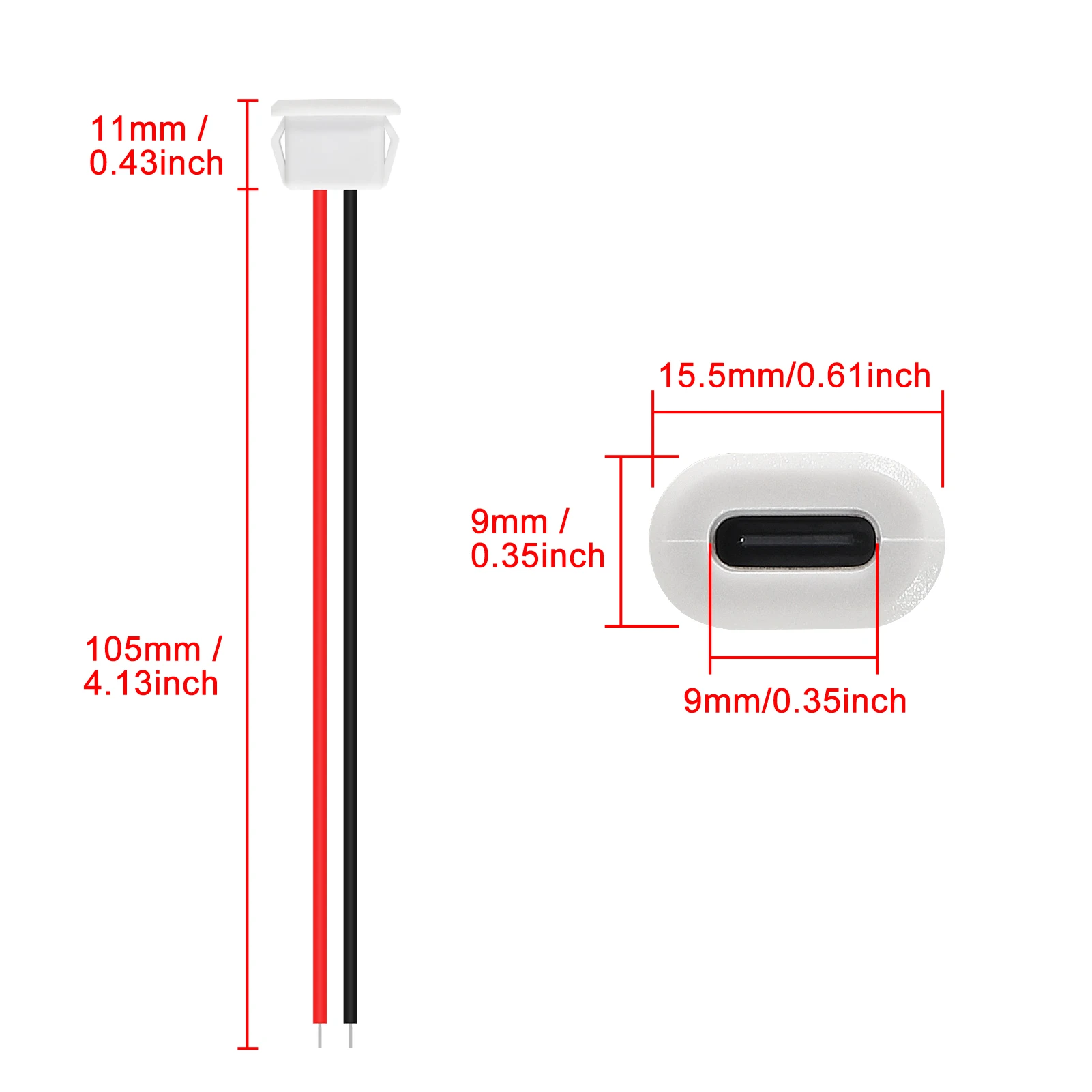 5/10PCS Typ-C Weibliche Chassis Wasserdicht 2P Solder Draht Typ USB C Pigtail Kabel Verlängerung power Kabel USB-C Stecker auf 2 Pin Bare
