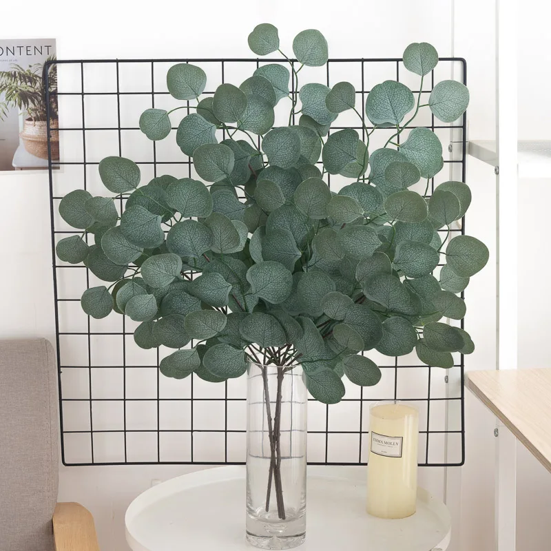 

Eucalyptus Green Artificial Plant Quality Willow Branch Leaf Garden Wedding Supplies Home Living Room Balcony Green Decoration